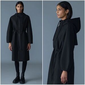 Mackage Mekelle Recycled Technical Black Trench Long Raincoat Jacket